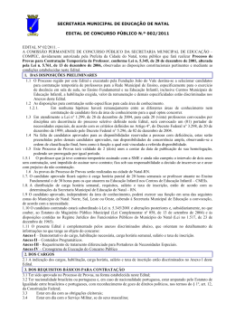 Edital Concurso 002/2011 - Prefeitura Municipal do Natal