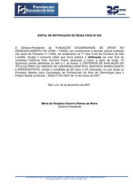 EDITAL DE RETIFICA&Ccedil;&Atilde;O DE RESULTADO N&ordm; 002 A Diretora