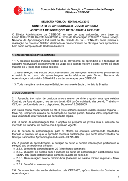EDITAL 002-2012 Sele&ccedil;&atilde;o P&uacute;blica Jovem Aprendiz CEEE-D
