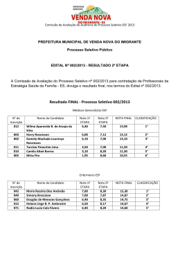 Resultado FINAL - Processo Seletivo 002/2013