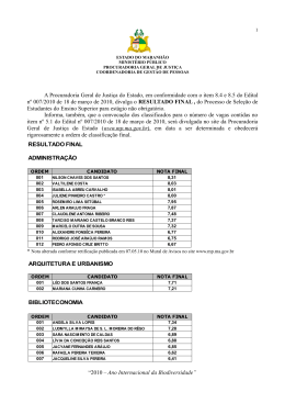 Resultado final de sele&ccedil;&atilde;o para est&aacute;gio n&atilde;o