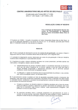 Resolu&ccedil;&atilde;o CONSU no. 002/2010 - Centro Universit&aacute;rio Belas Artes