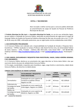 PREFEITURA MUNICIPAL DE S&Atilde;O JOS&Eacute; SECRETARIA