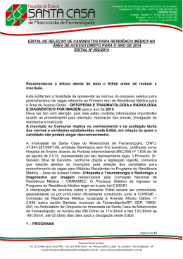 EDITAL DE SELE&Ccedil;&Atilde;O DE CANDIDATOS PARA RESID&Ecirc;NCIA