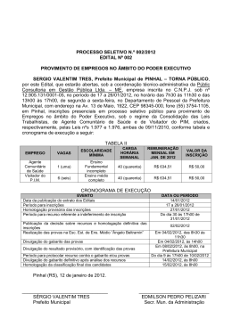 PROCESSO SELETIVO N.&ordm; 002/2012 EDITAL N&ordm; 002 PROVIMENTO