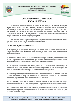 Edital do Concurso P&uacute;blico 002-2013