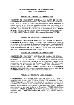 PREFEITURA MUNICIPAL DE BARRA DO CHO&Ccedil;A CNPJ 13.906