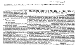 Francisco Martins Franco, o Professor. N&atilde;o Se Deve Encher Tripa