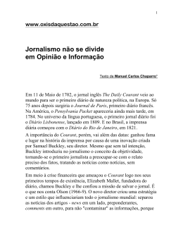 Jornalismo n&atilde;o se divide em Opini&atilde;o e Informa&ccedil;&atilde;o