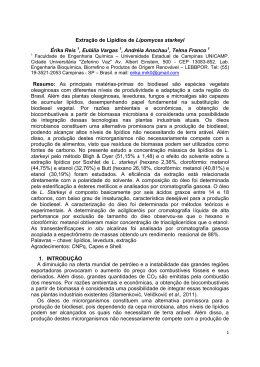 Extra&ccedil;&atilde;o de Lip&iacute;dios de Lipomyces starkeyi &Eacute;rika Reis , Eul&aacute;lia