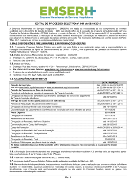 EDITAL DE PROCESSO SELETIVO n&ordm;. 001 de 08/10/2015 1. DAS