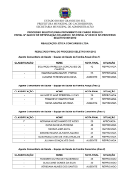 Resultado Final do Processo Seletivo 001