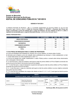 EDITAL DE CONCURSO P&Uacute;BLICO N.&ordm; 001/2013