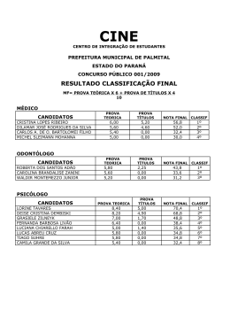 Classificação Final Concurso Público 001 2009