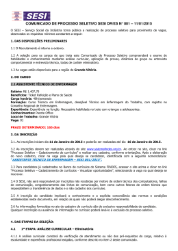 comunicado de processo seletivo sesi dr/es n° 001 – 11/01/2015