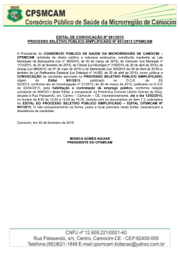 EDITAL DE CONVOCAÇÃO Nº 001/2015 PROCESSO