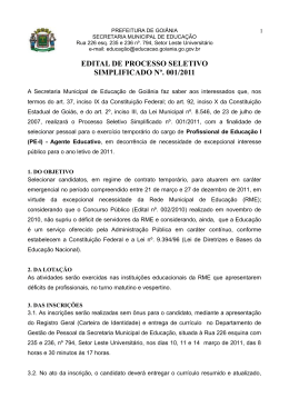 Edital 001/2011 - Prefeitura de Goi&acirc;nia