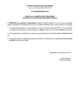 Prefeitura Municipal de Agrolândia Concurso Público Edital 001/2015