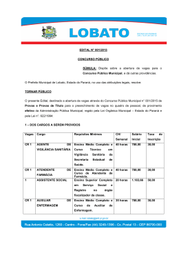 EDITAL N&deg; 001/2015 CONCURSO P&Uacute;BLICO S&Uacute;MULA