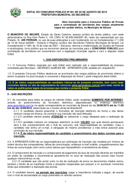 EDITAL DO CONCURSO P&Uacute;BLICO N&ordm; 001 DE 20