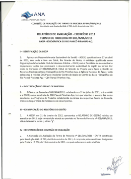 Termo de Parceria Nº 001/ANA/2011 - comitê da bacia hidrográfica