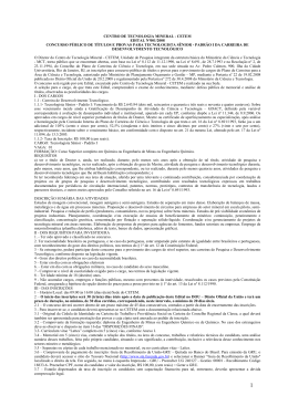 EDITAL NO 001/2004 - Minist&eacute;rio da Ci&ecirc;ncia e Tecnologia
