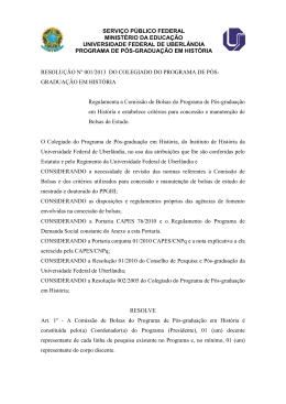 RESOLU&Ccedil;&Atilde;O N&ordm; 001/2013 DO COLEGIADO DO PROGRAMA DE