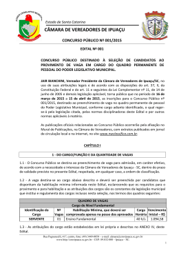 Edital n&ordm; 001 - Abre inscri&ccedil;&otilde;es