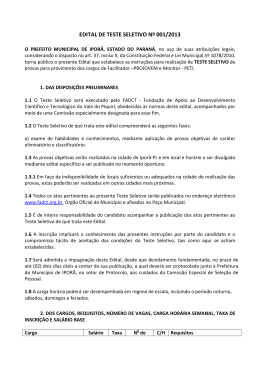EDITAL DE TESTE SELETIVO N&ordm; 001/2013