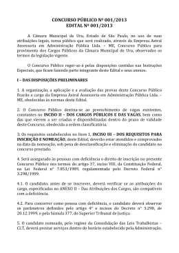 Edital do Concurso P&uacute;blico n 001-2013