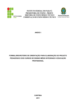 Roteiro de Orientação para Elaboração do Projeto