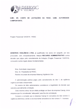 ILMO. SR. CHEFE DE LICITA&Ccedil;&Otilde;ES DA FIESC. ILNIA