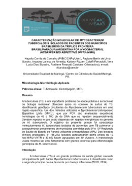 caracteriza&ccedil;&atilde;o molecular de mycobacterium tuberculosis
