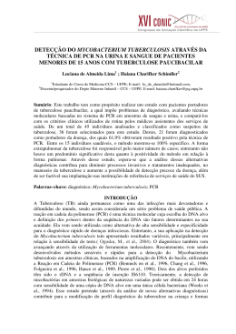 detec&ccedil;&atilde;o do mycobacterium tuberculosis atrav&eacute;s da t&eacute;cnica de pcr