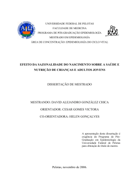 efeito da sazonalidade do nascimento sobre a sa&uacute;de e nutri&ccedil;&atilde;o de