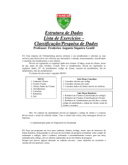 Estrutura de Dados Lista de Exerc&iacute;cios &ndash; Classifica&ccedil;&atilde;o/Pesquisa de