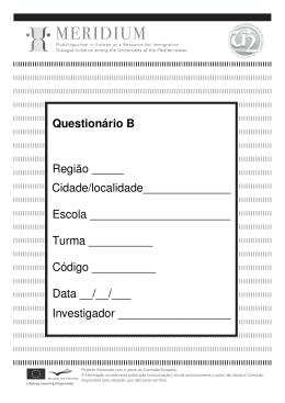 Question&aacute;rio B Regi&atilde;o _____ Cidade