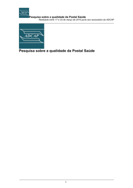 Pesquisa sobre a qualidade da Postal Saúde março 2015