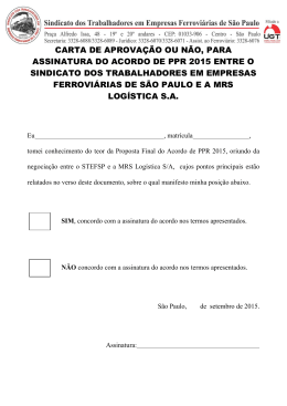 carta de aprovação ou não, para assinatura do acordo de ppr 2015