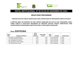 2. Edital n 82.2014. resultado preliminar Seletivo prof. Substituto