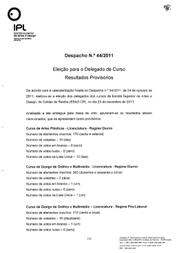 Despacho n.&ordm; 44/2011 - Elei&ccedil;&atilde;o para o Conselho Pedag&oacute;gico