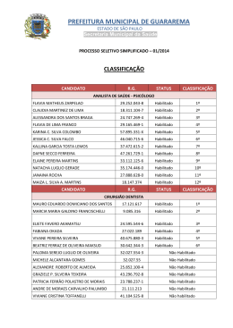 classificação - Prefeitura Municipal de Guararema