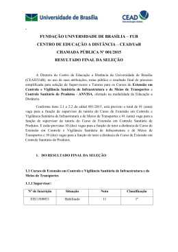Resultado Final da Sele&ccedil;&atilde;o - CEAD/UnB