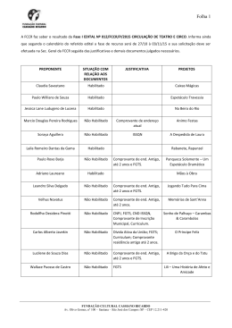 Fase I EDITAL N&ordm; 012/FCCR/P/2015 CIRCULA&Ccedil;&Atilde;O DE TEATRO E