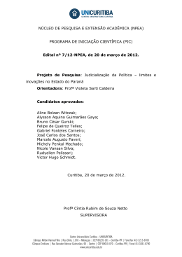 Edital Nº 07/2012 - APROVADOS Projeto: Judicialização da Política