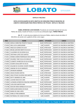 edital n.&ordm; 001/2015 edital de divulga&ccedil;&atilde;o da nota objetiva do