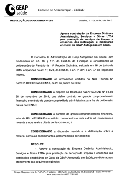 Aprova contratação da Empresa Dinâmica Administração