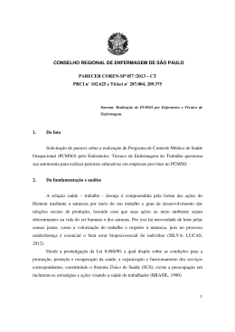 Realiza&ccedil;&atilde;o de PCMSO por Enfermeiro e T&eacute;cnico de - coren-sp