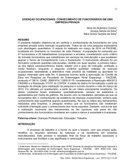 doen&ccedil;as ocupacionais: conhecimento de funcion&aacute;rios em uma