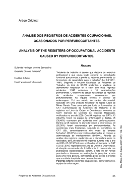 Análise dos registros de acidentes ocupacionais, ocasionados por